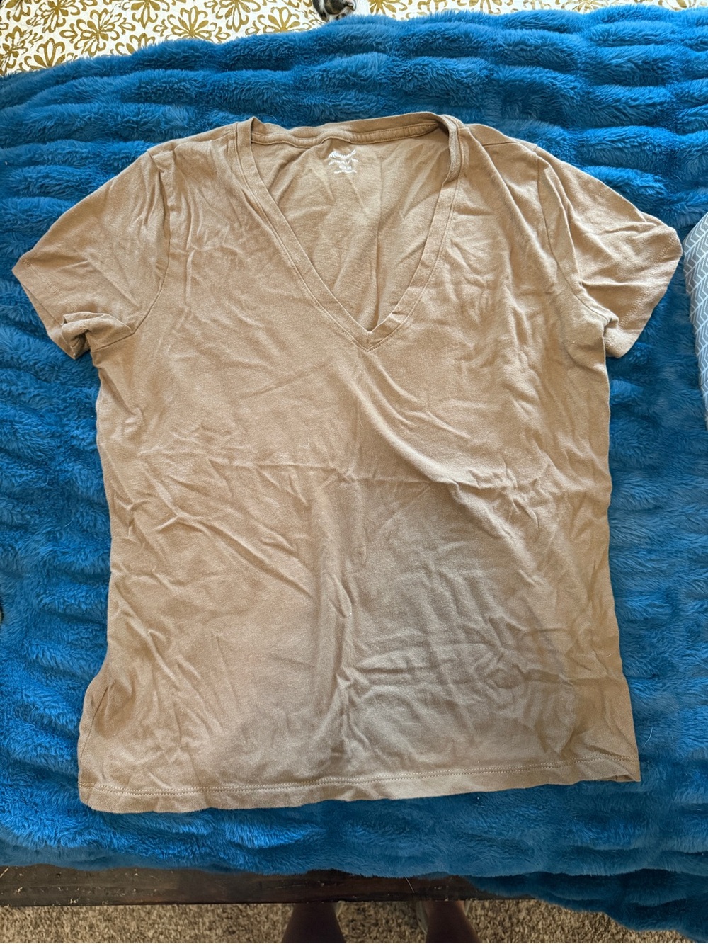 Madewell Short Sleeve V-Neck Tee in Tan